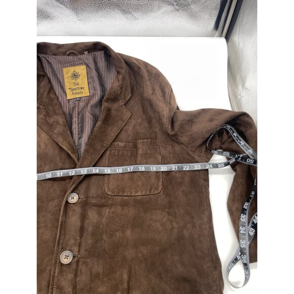 The Territory Ahead Jacket Mens Large Brown Cho Suede Leather Blazer 3 Button - Picture 4 of 4
